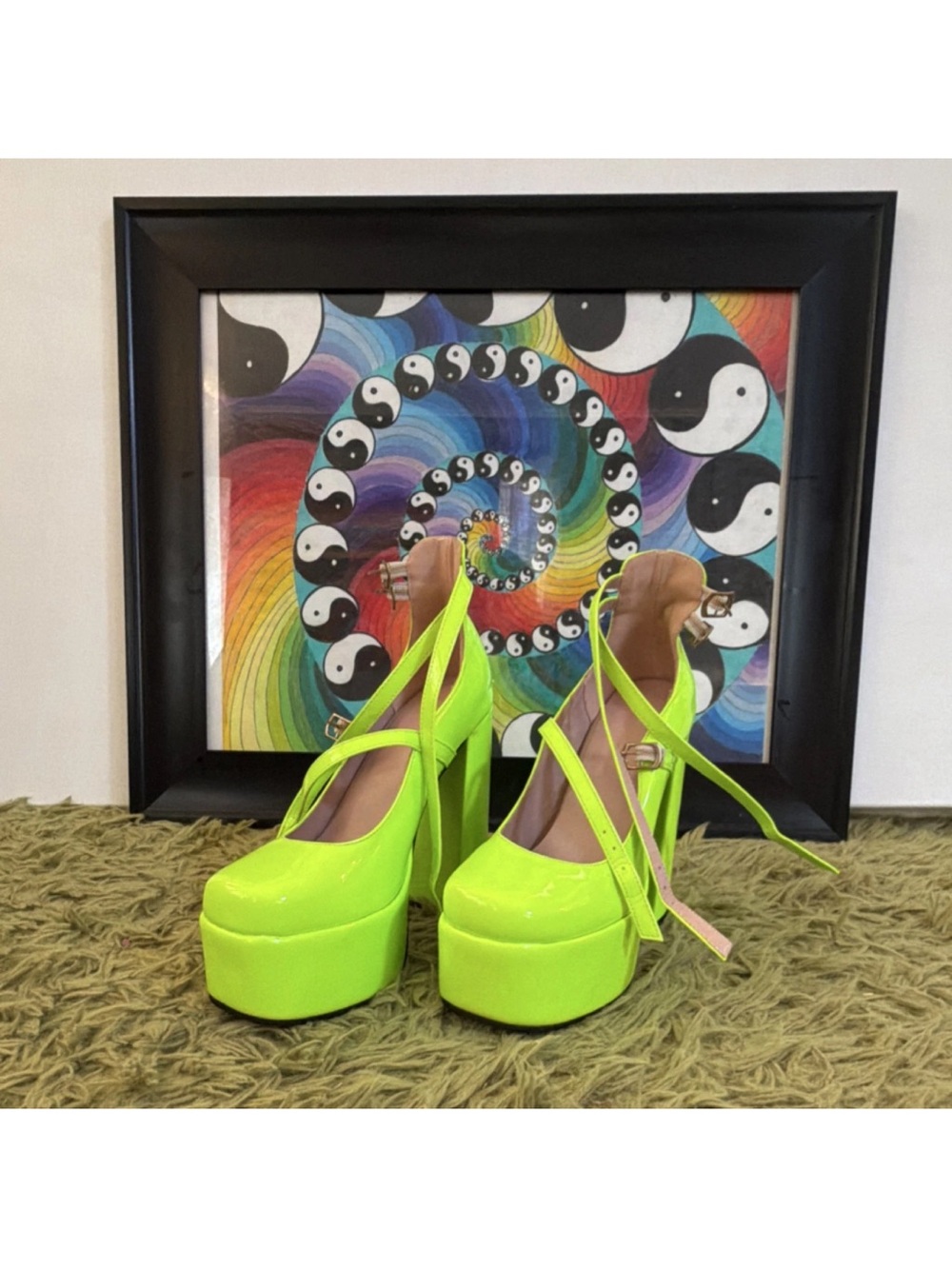 Neon Green Platform Mary Jane Heels